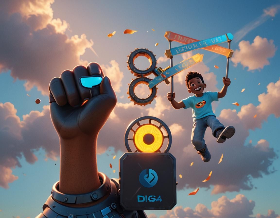 Smiling Black Character in Vibrant 3D Digital Art