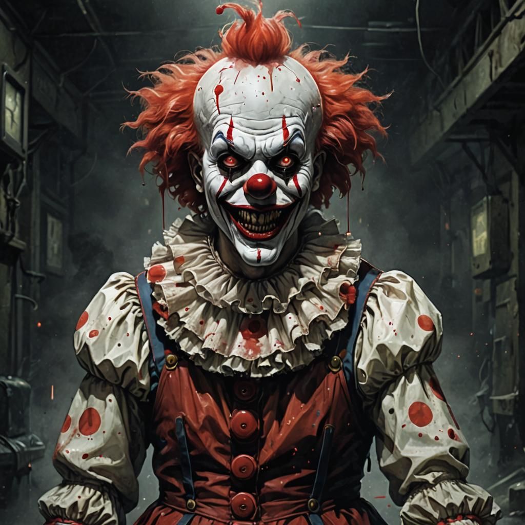 Bloodthirsty Clown in Liminal Horror Space