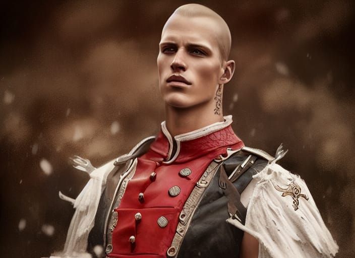 Handsome Nordic Marine Man in Detailed Leather Clothing