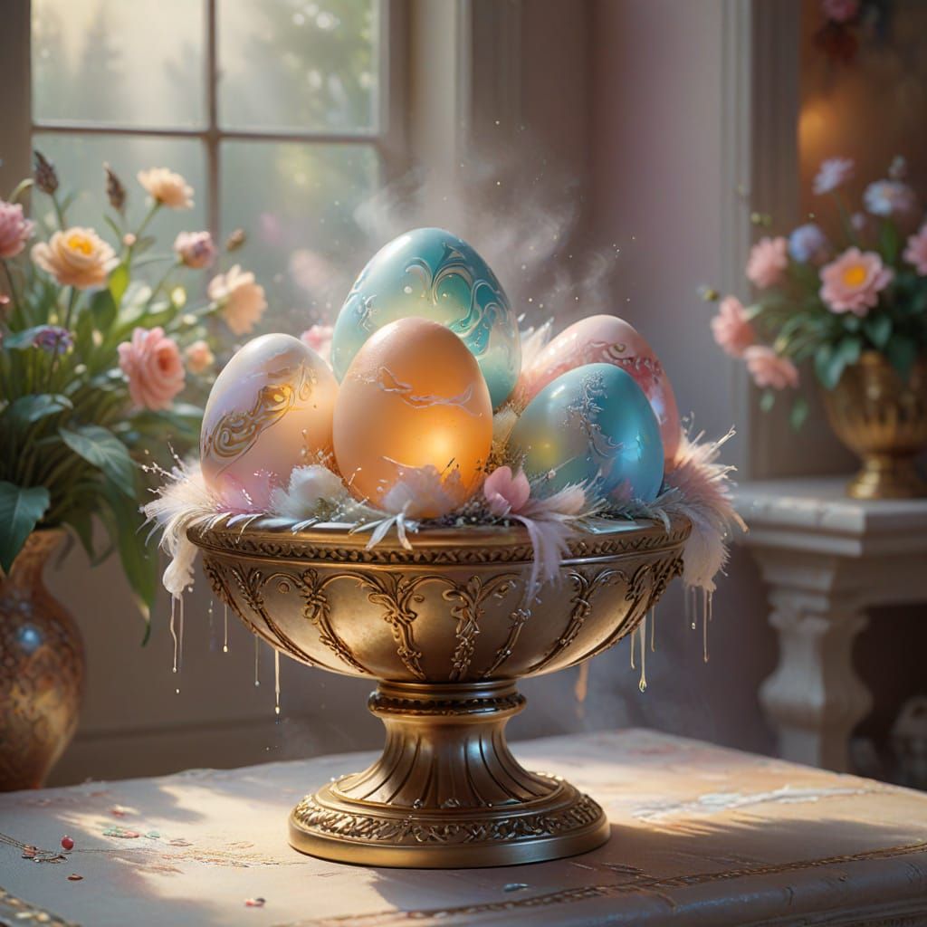 Whimsical Egg Collection in Ethereal Fantasy Style