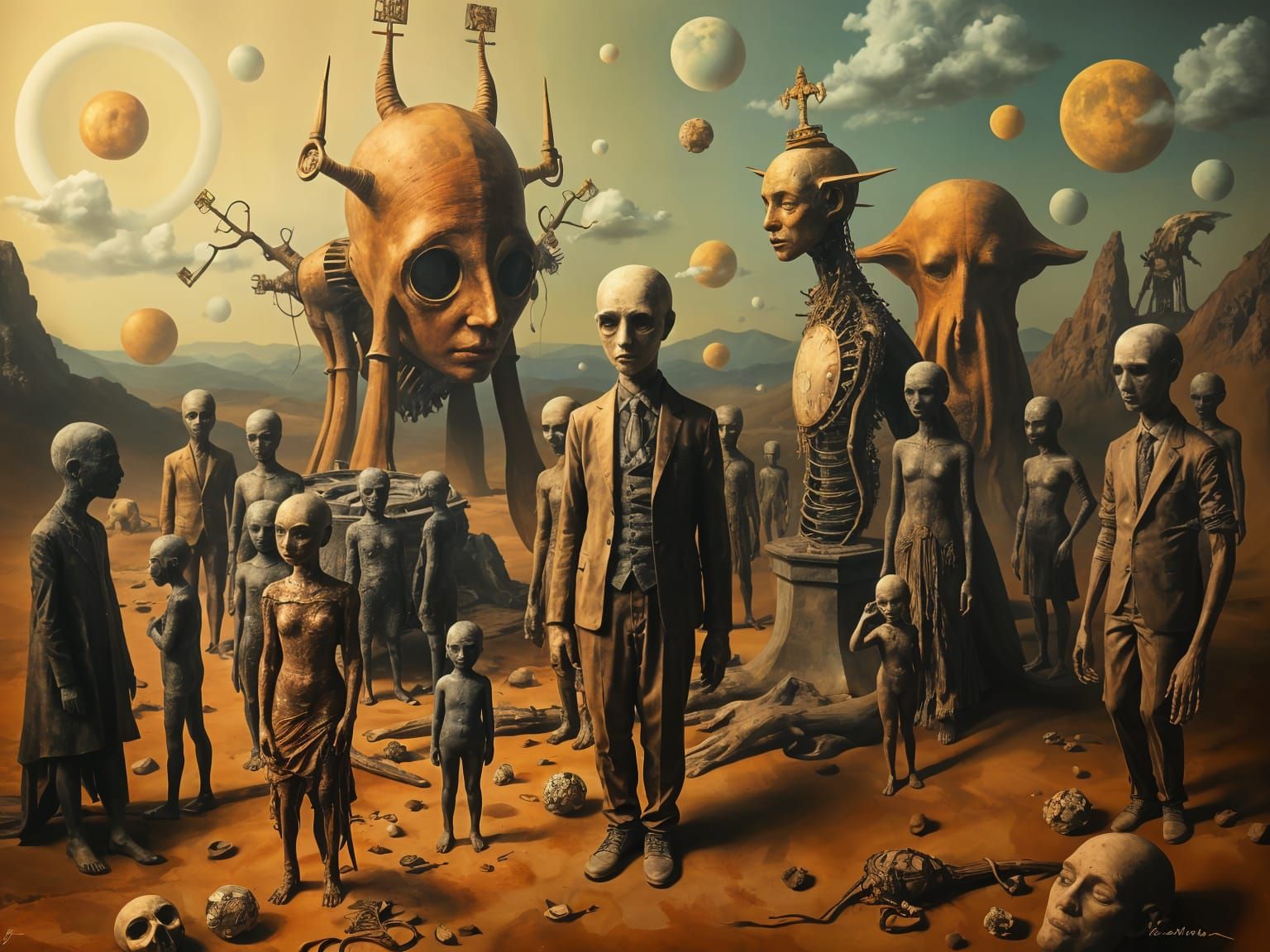 Dreamlike Figures in Warm, Earthy Hues