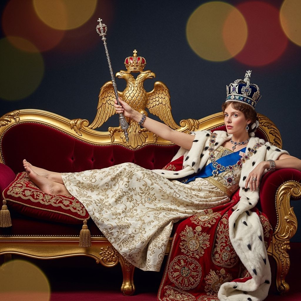 Tsarina Lounging on Opulent Chaise Longue in Baroque Style