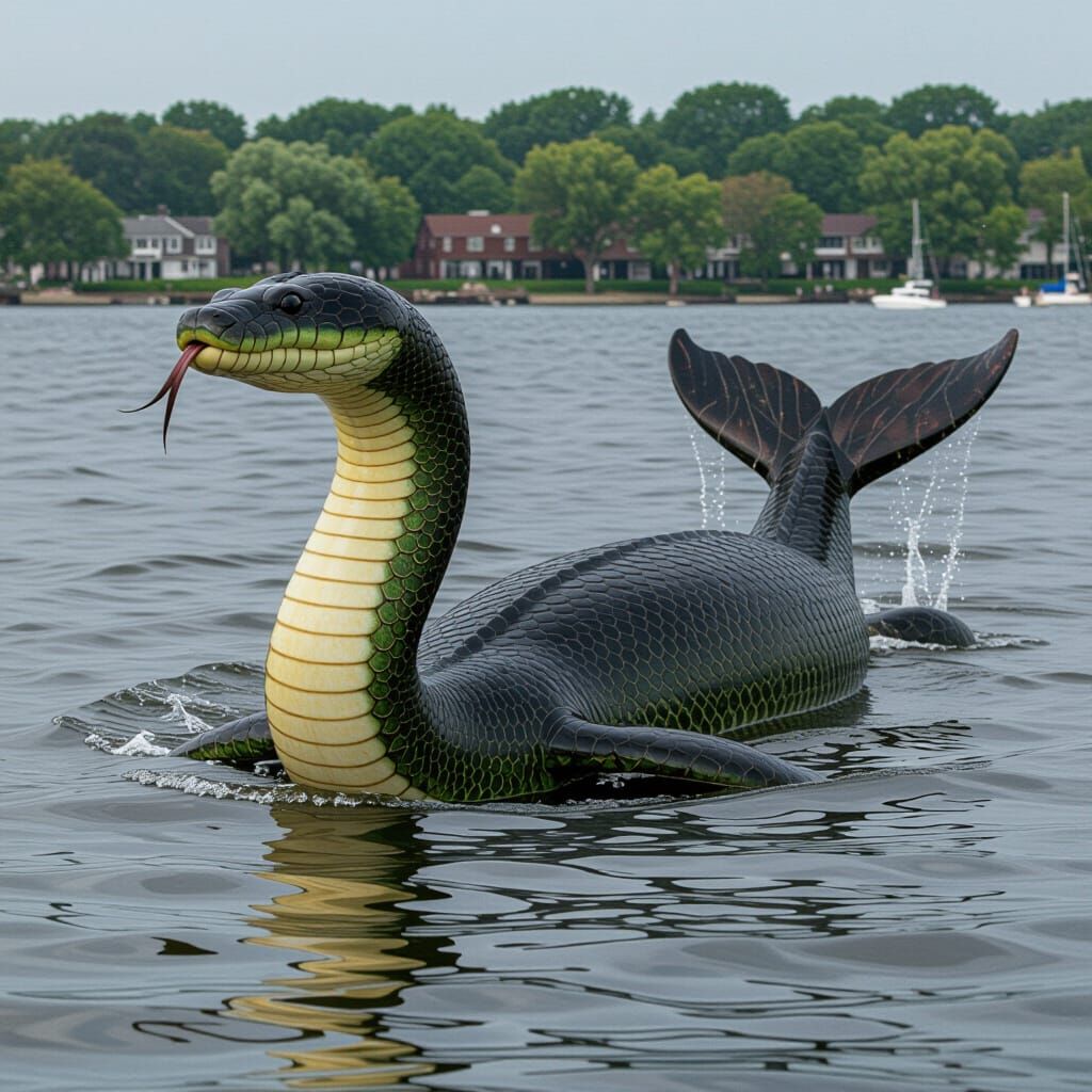 Serpentine Creature Emerges from Hudson River