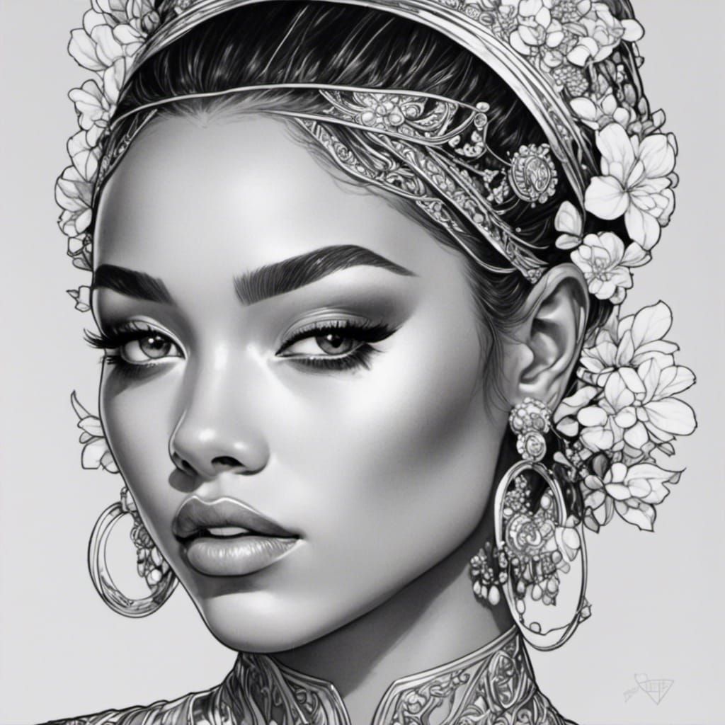 Anime Portrait with Black Outlines