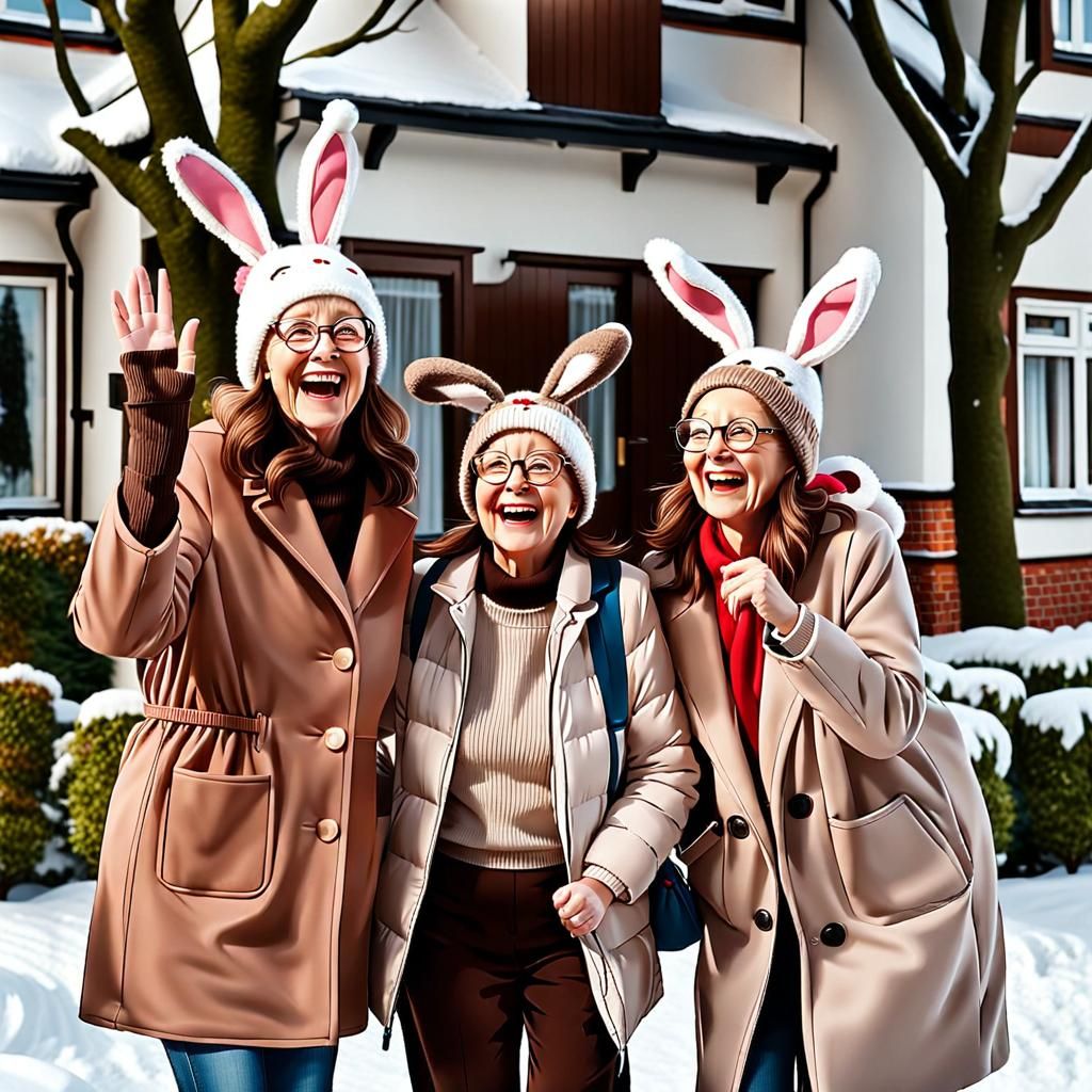 Sisters Waving at Parents in Care Home