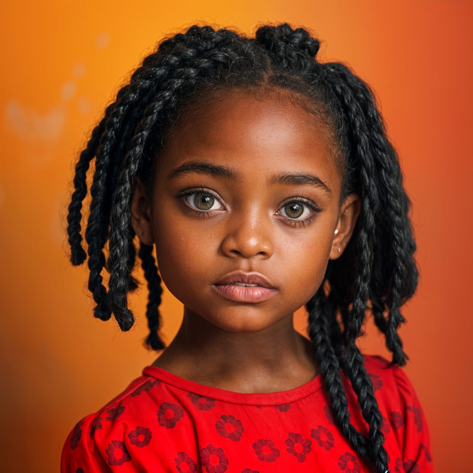 Portrait of a Girl with Braids in Modern Art Style
