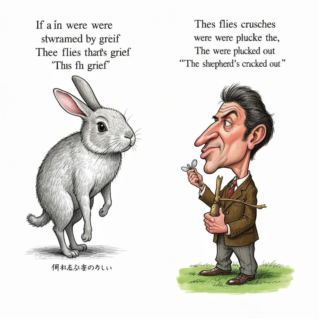 Surreal Rabbit Swarmed by Flies in Koshiro Onchi Style