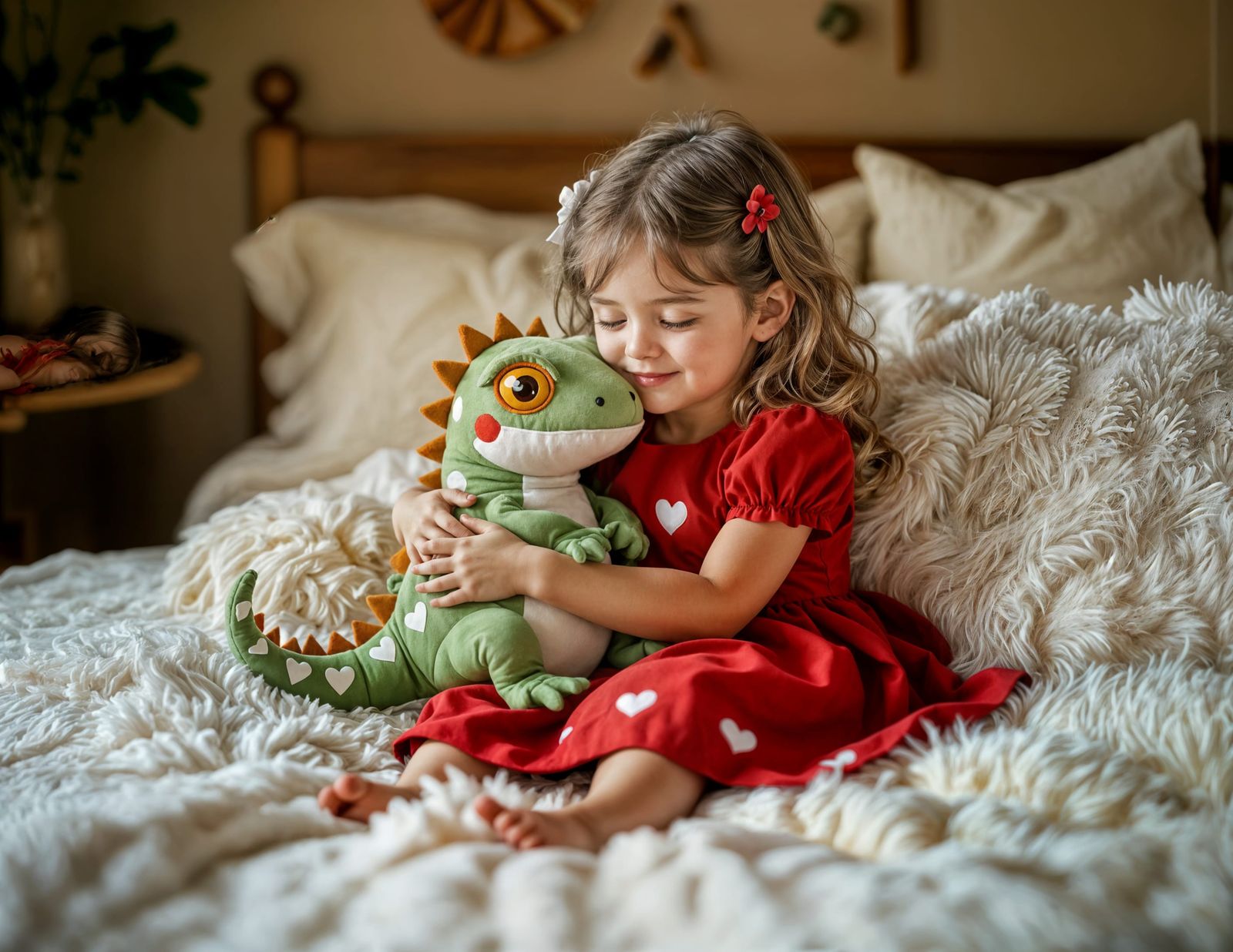 Plump Felt Lizard Stuffed Animal with Glowing Eyes