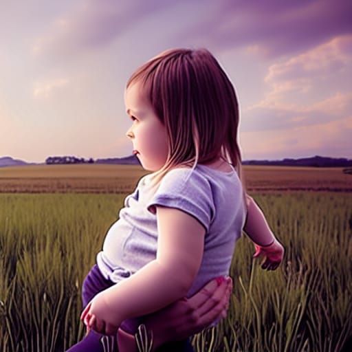 Mother and Child in a Sunny Field