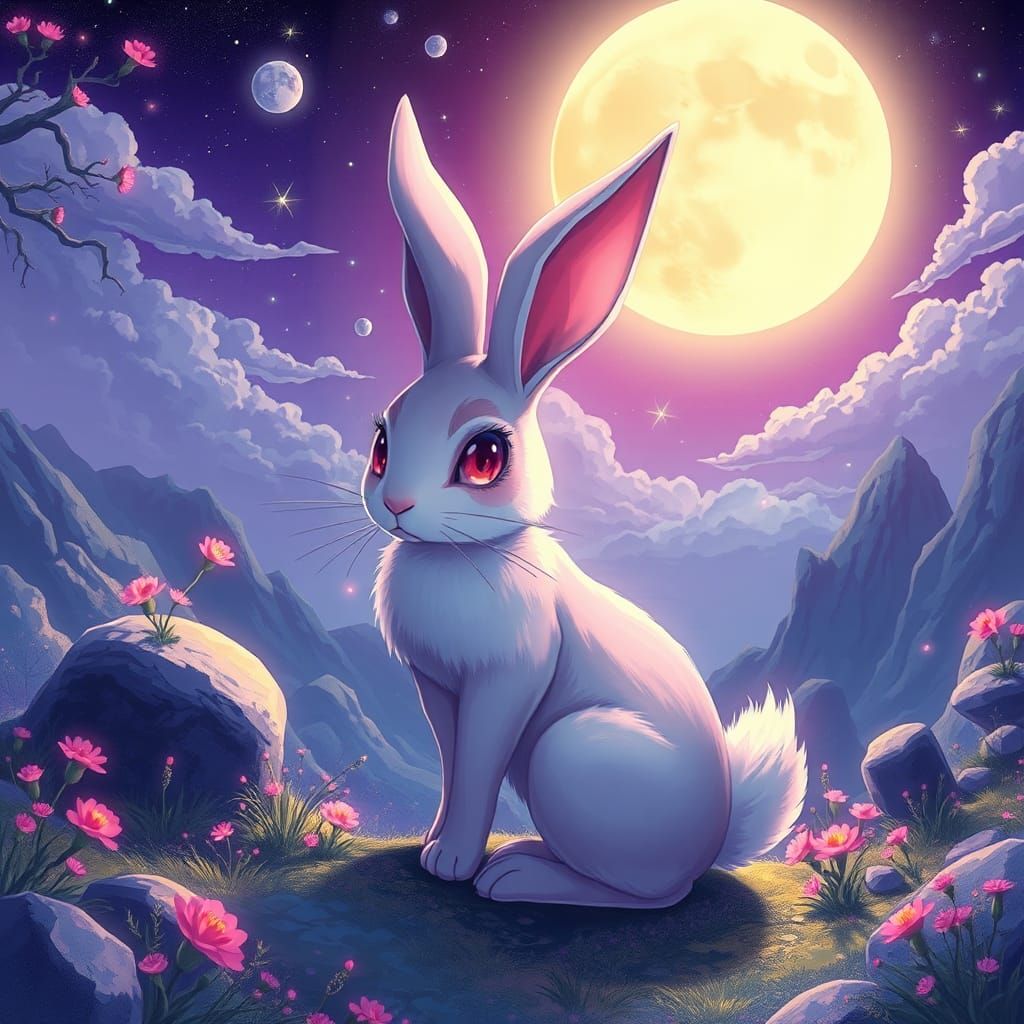 Anime Moon Rabbit in Studio Trigger Style