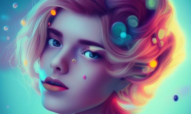 Gorgeous Woman in Pop Surrealism with Bokeh