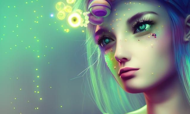 Beautiful Woman in Pop Surrealism Style
