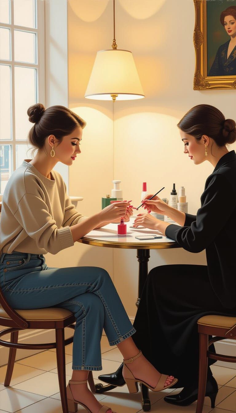 Elegant Salon Scene: Manicure in Photorealistic Style