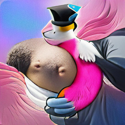 Pink Penguin Character in Online Art Style