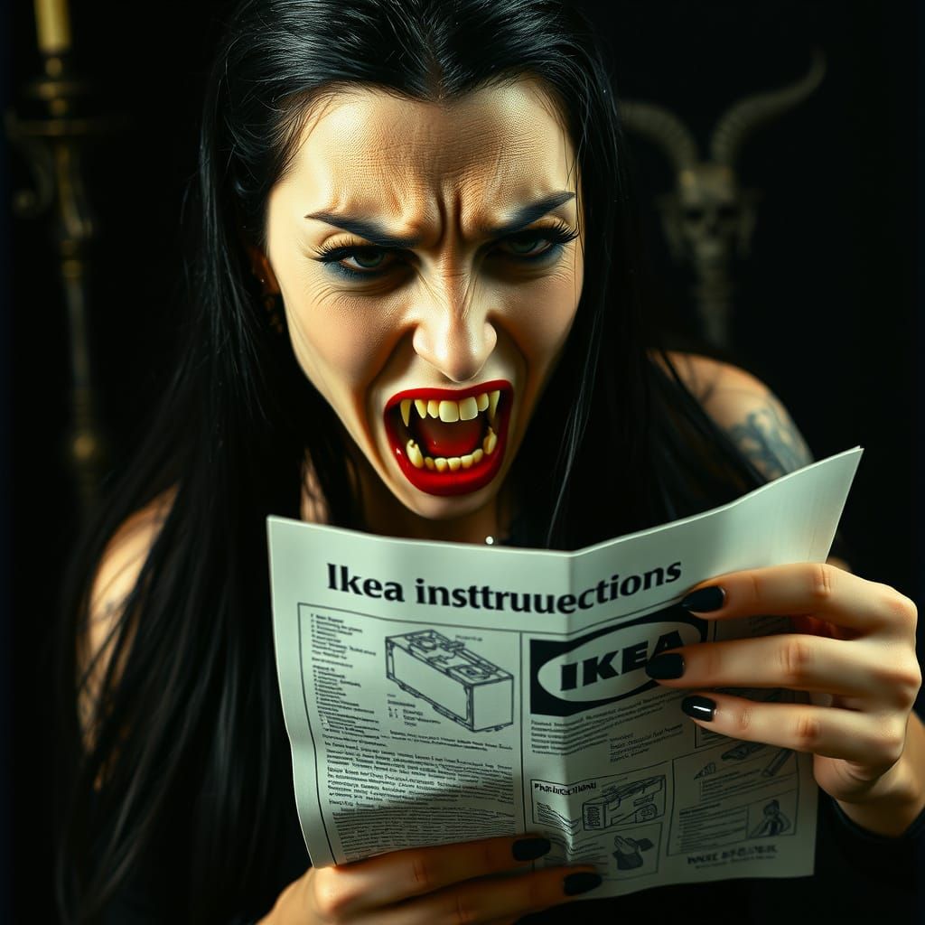 Ethereal Vampire Assembles Haunting IKEA Coffin in Dark Baro...