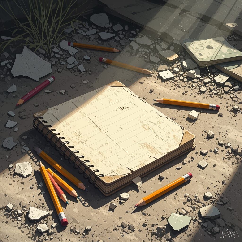 Melancholic Abandonment: Torn Notebook in Digital Art