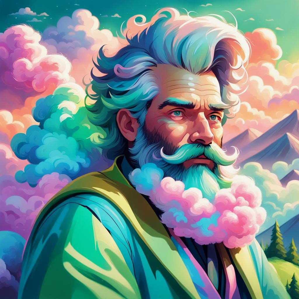 Man with Cotton Candy Beard: Professional Portrait