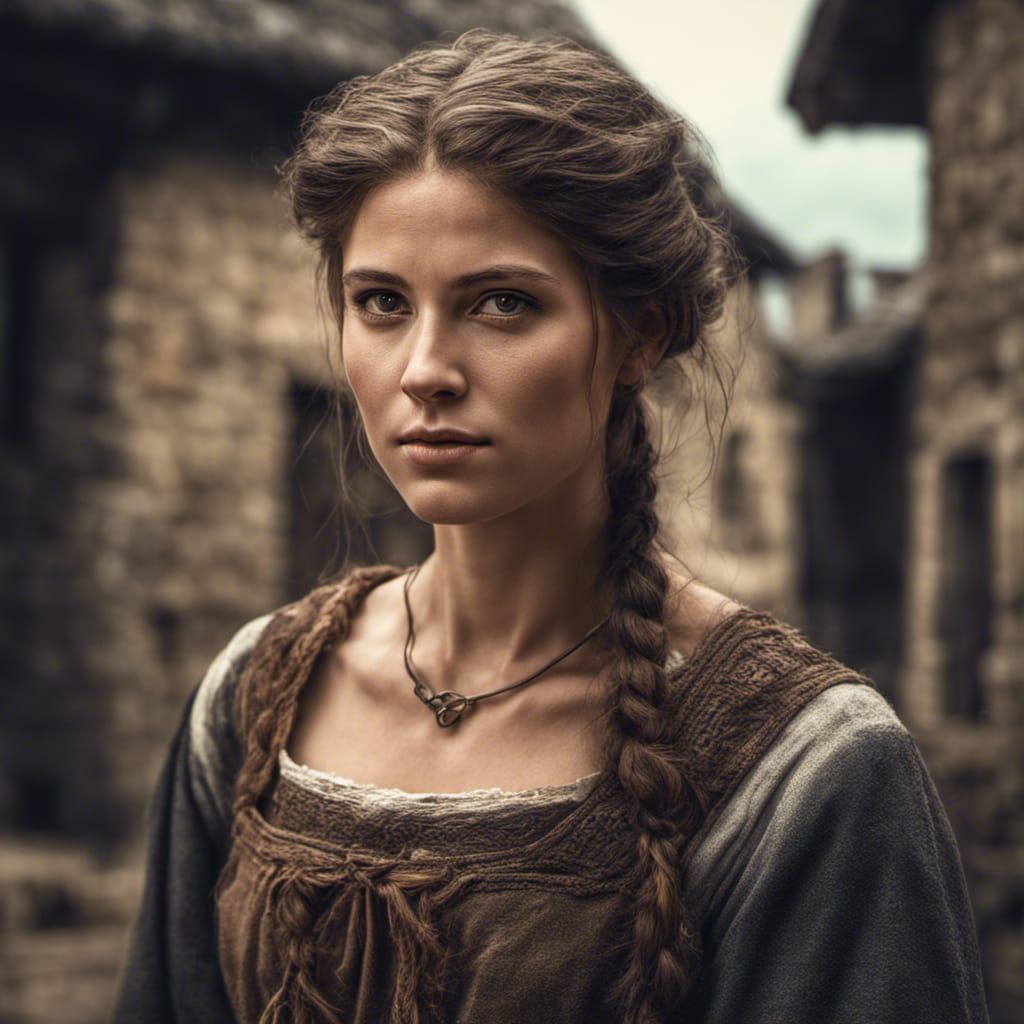 Hyperrealistic Portrait of a Medieval Peasant Woman