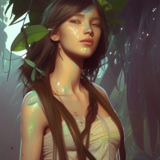 Detailed Portrait of Jungle Girl in Hyperrealistic Style