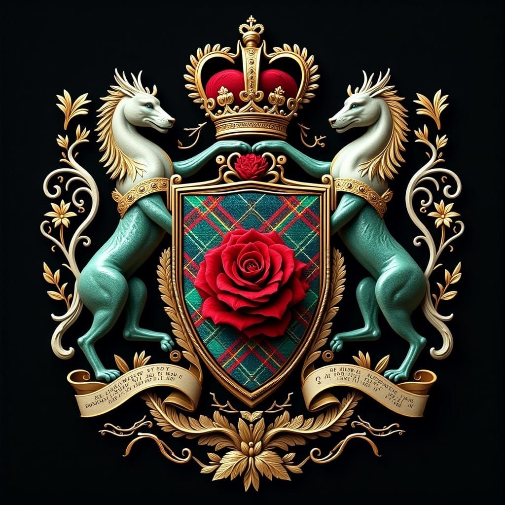 Majestic Buchanan Family Crest in Medieval Style Coat of Arm...