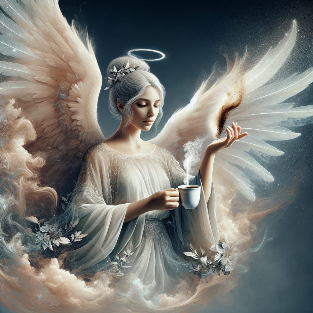 Angel Enjoys Coffee: Divine Meets Mundane