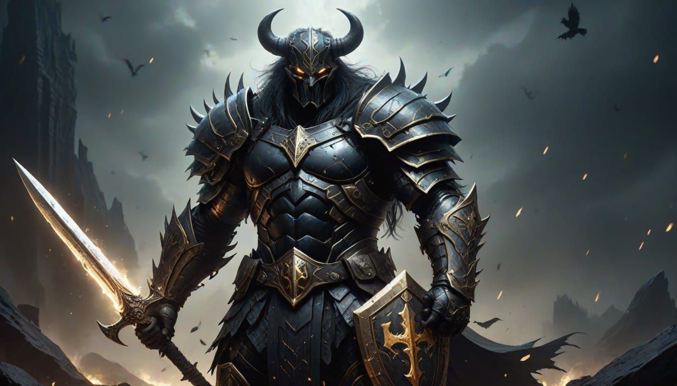 Dark Fantasy Minotaur Warrior in Gothic Armor