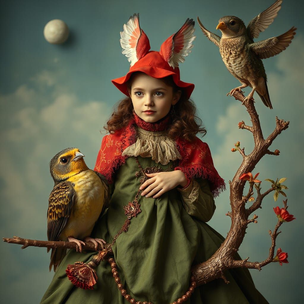 Magical Realism School Portrait: A Whimsical Photo