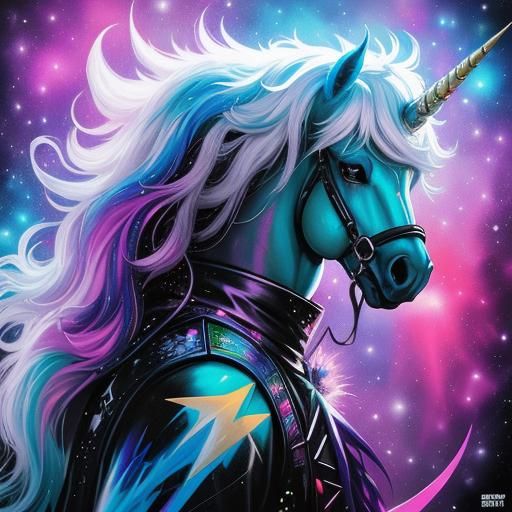 Drizzt Unicorn Fusion in Space Christmas Graffiti