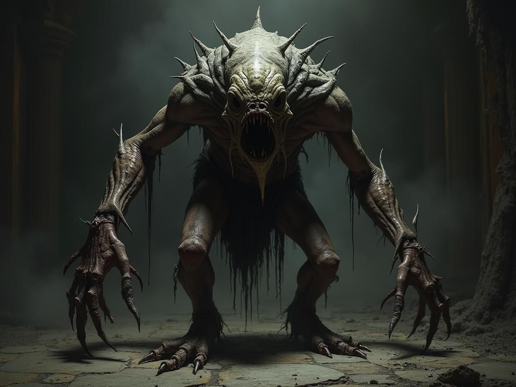 Grotesque Dismembered Humanoid in Gothic Style