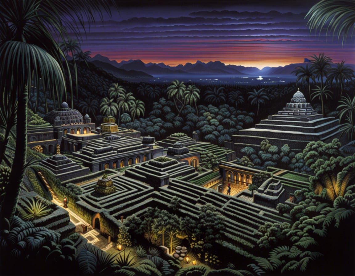 Labyrinthine exotic jungle garden