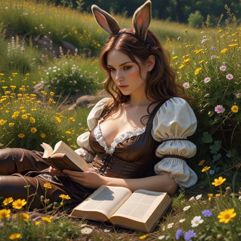 A bunnygirl preparing for an exam)