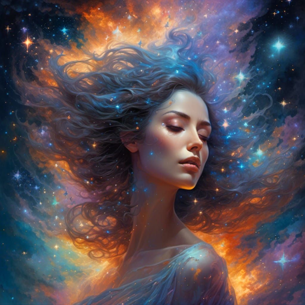 Cosmic Star Hair in Boris Vallejo Style