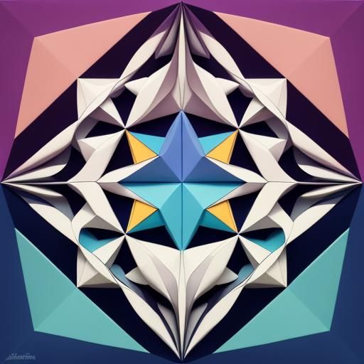 Geometric Bauhaus Origami in Digital Pop Art