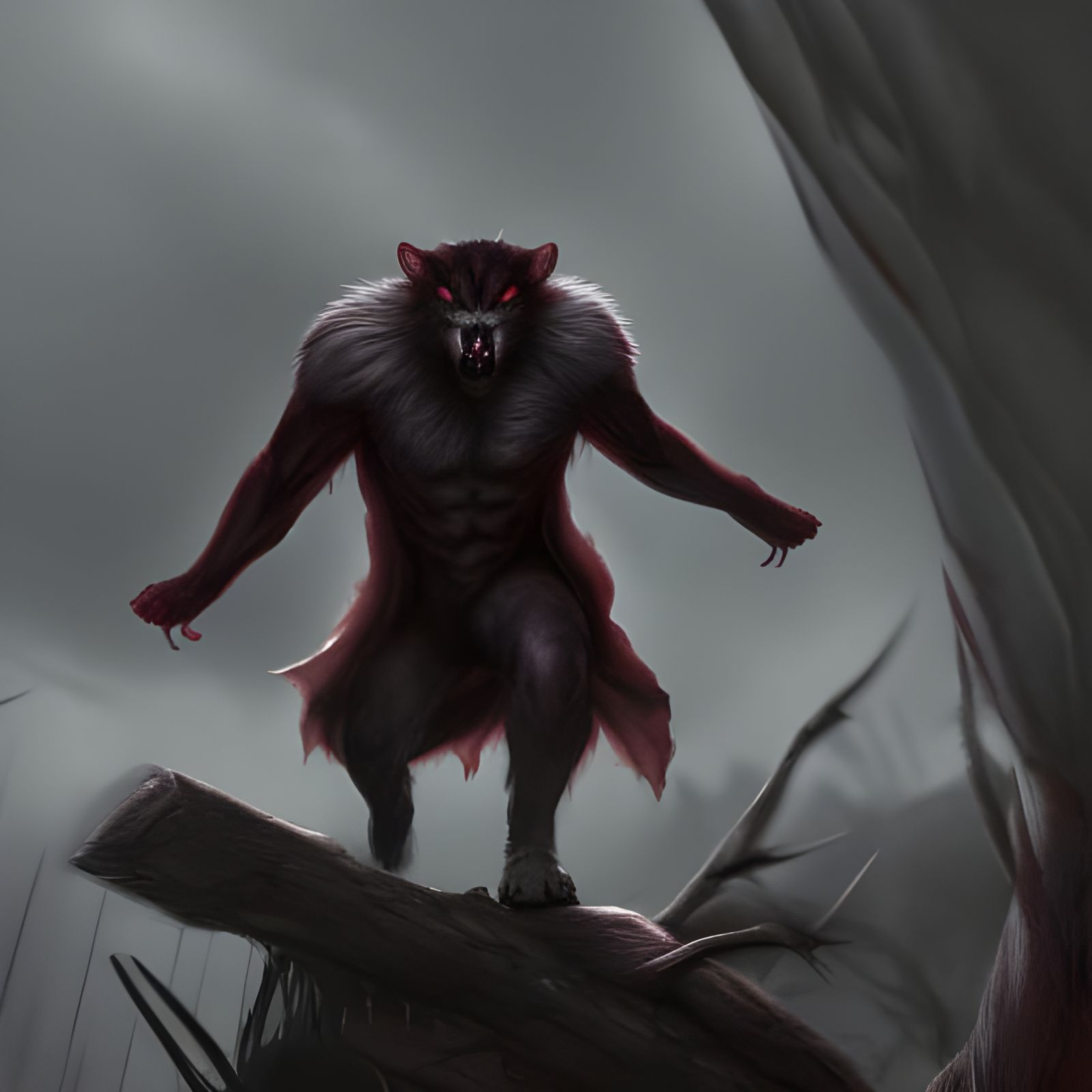 Powerful Werewolf Vampire Hybrid in Detailed Matte Painting
