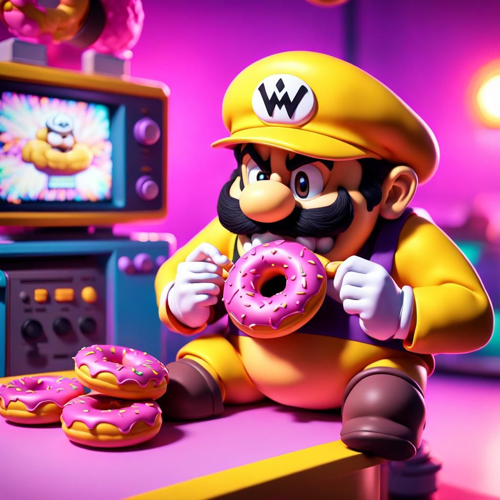 Wario's Donut Break: 3D Digital Art