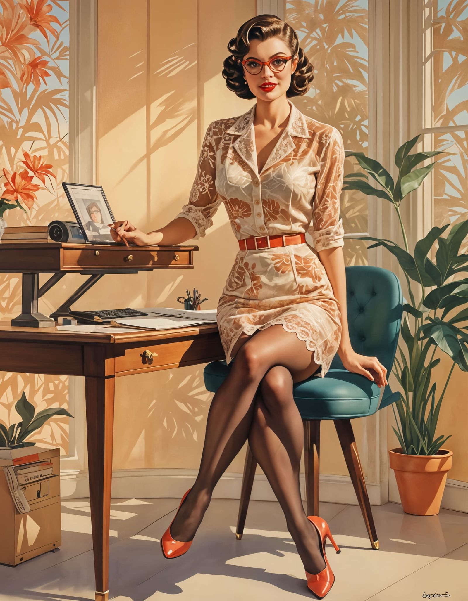 Women with glasses 40's (Alberto Vargas style)