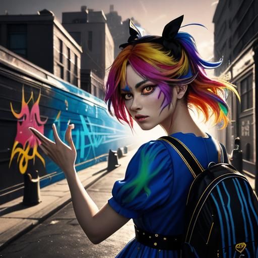 Alice in Wonderland: Surreal Portal in Gouache Style