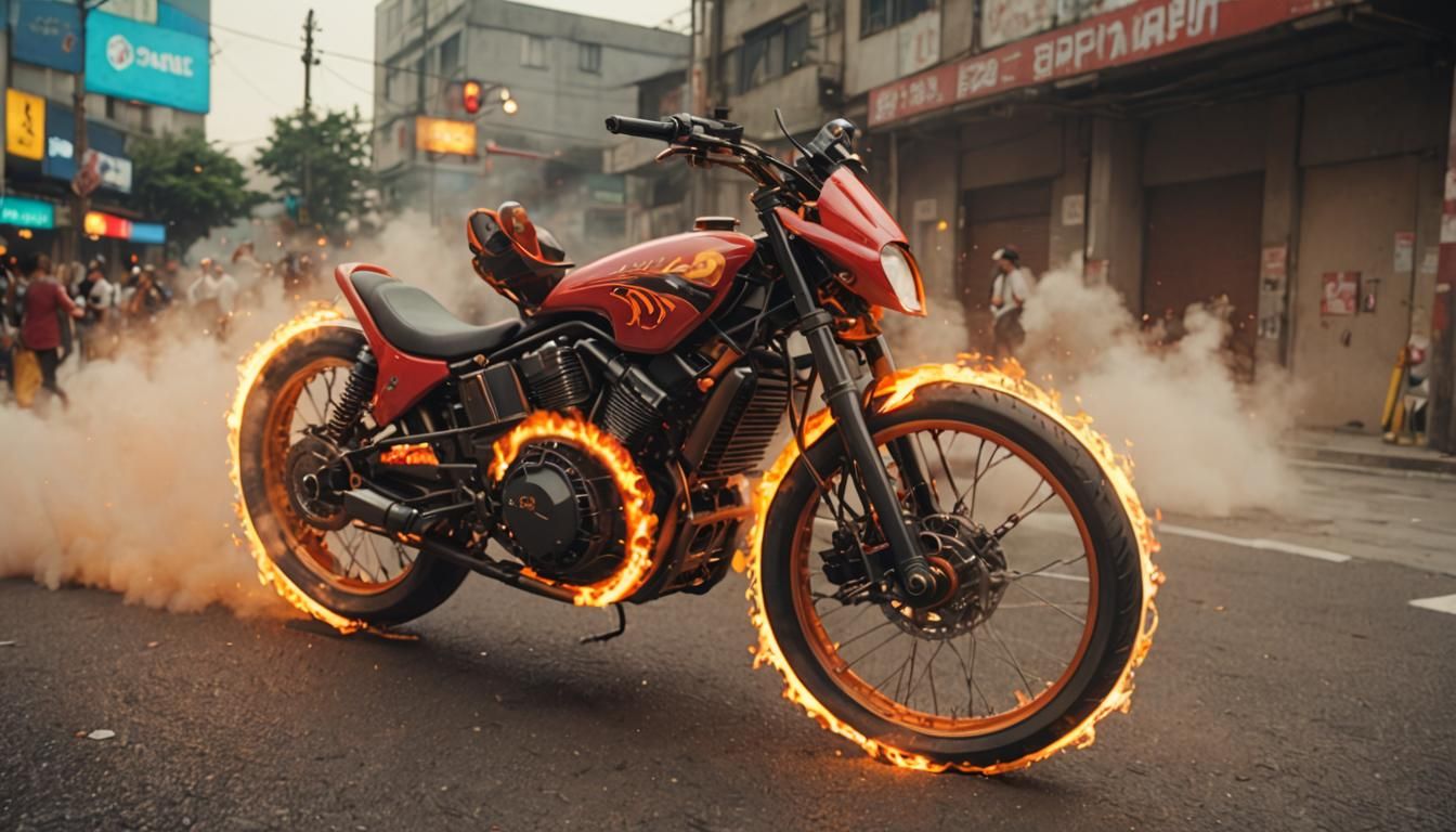 Anime Bicycle Race with Fiery Superpowers