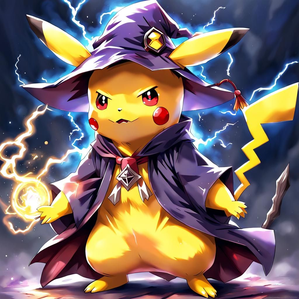 Anime Pikachu Wizard in Dark Style