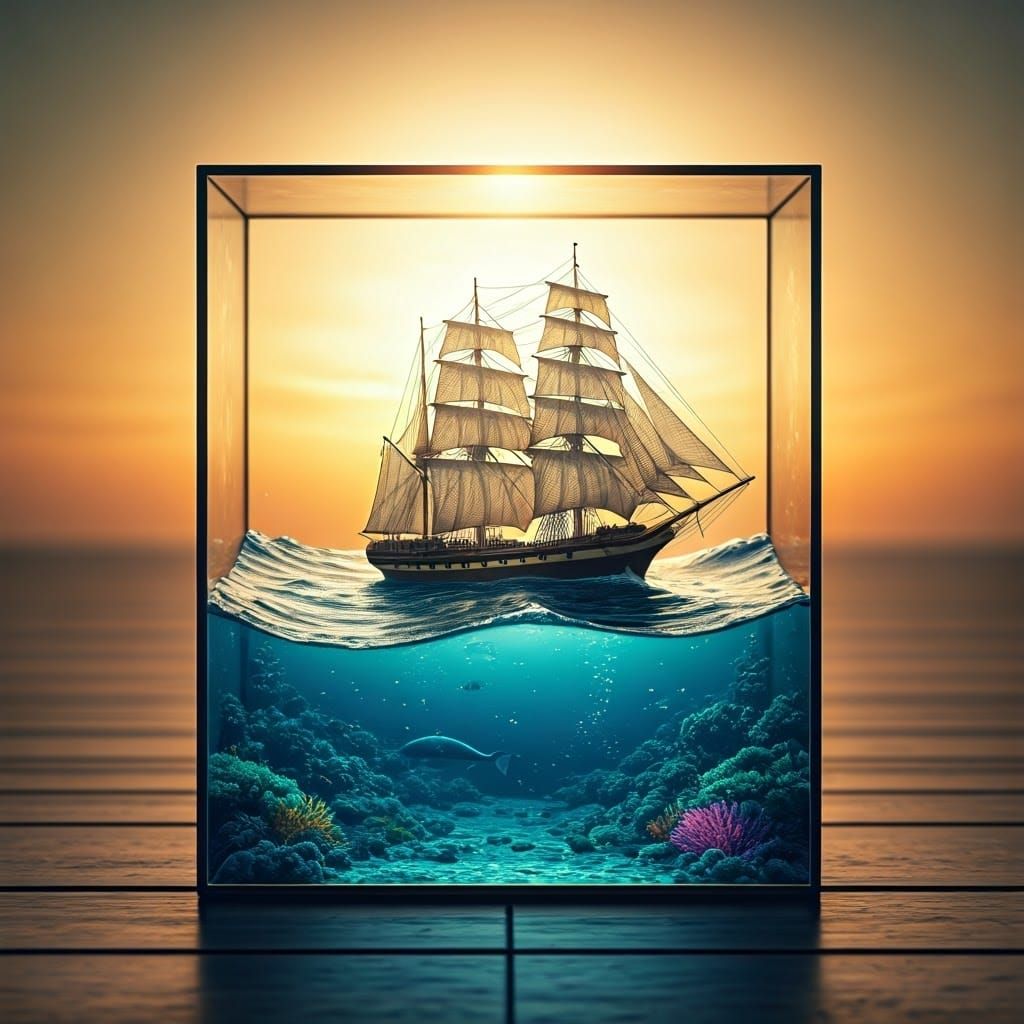 A sailing ship cube ...