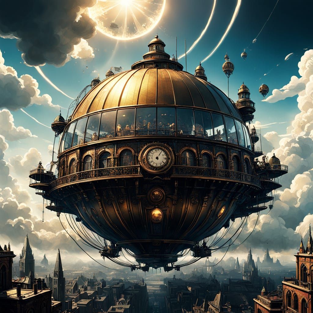 Steampunk City in the Clouds: Digital Matte Painting