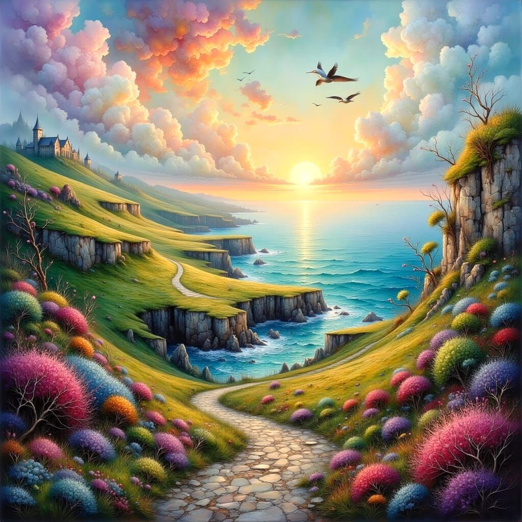 Fantasy Landscape: Impasto Oil Painting with Heather Cliffs