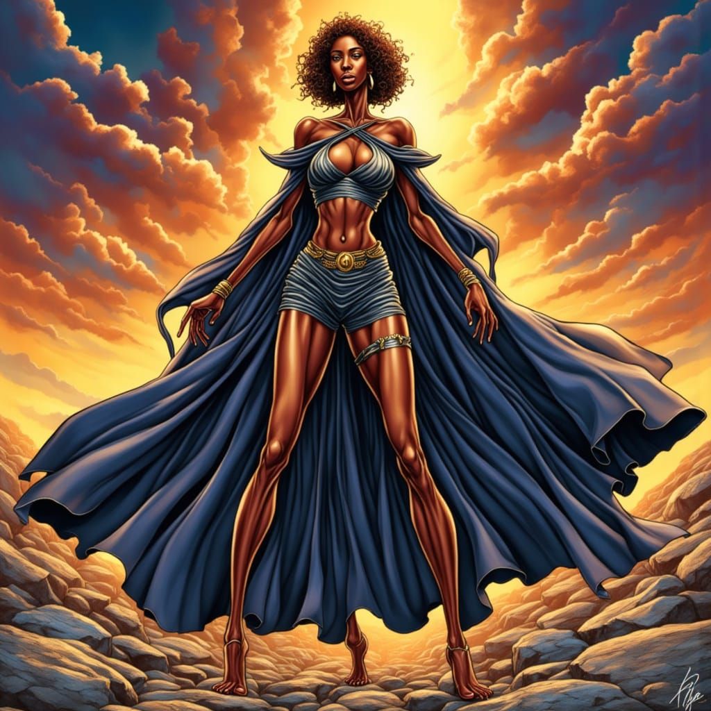 Black Female Superhero Portrait in 3rd Century Attire