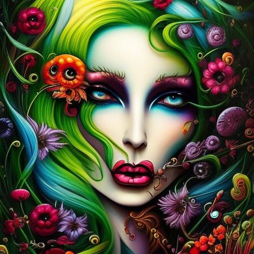 Floral Fantasy: Mixed Media Painting in Expressionist Style