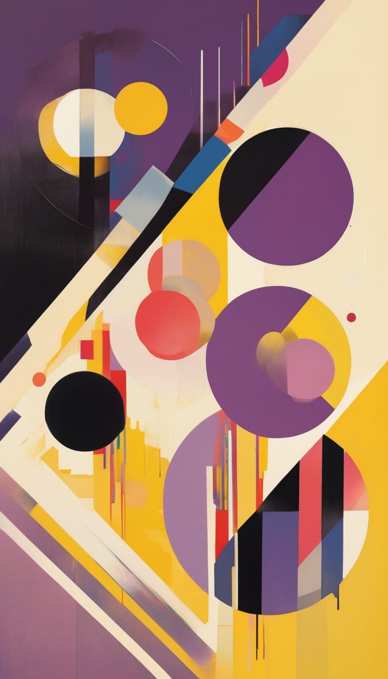 Abstract Expressionist Masterpiece with Geometric Forms