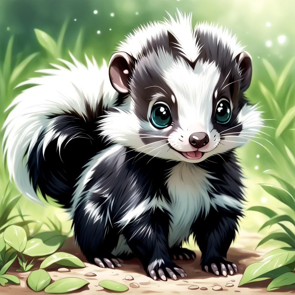 Adorable Baby Skunk in Anime Style