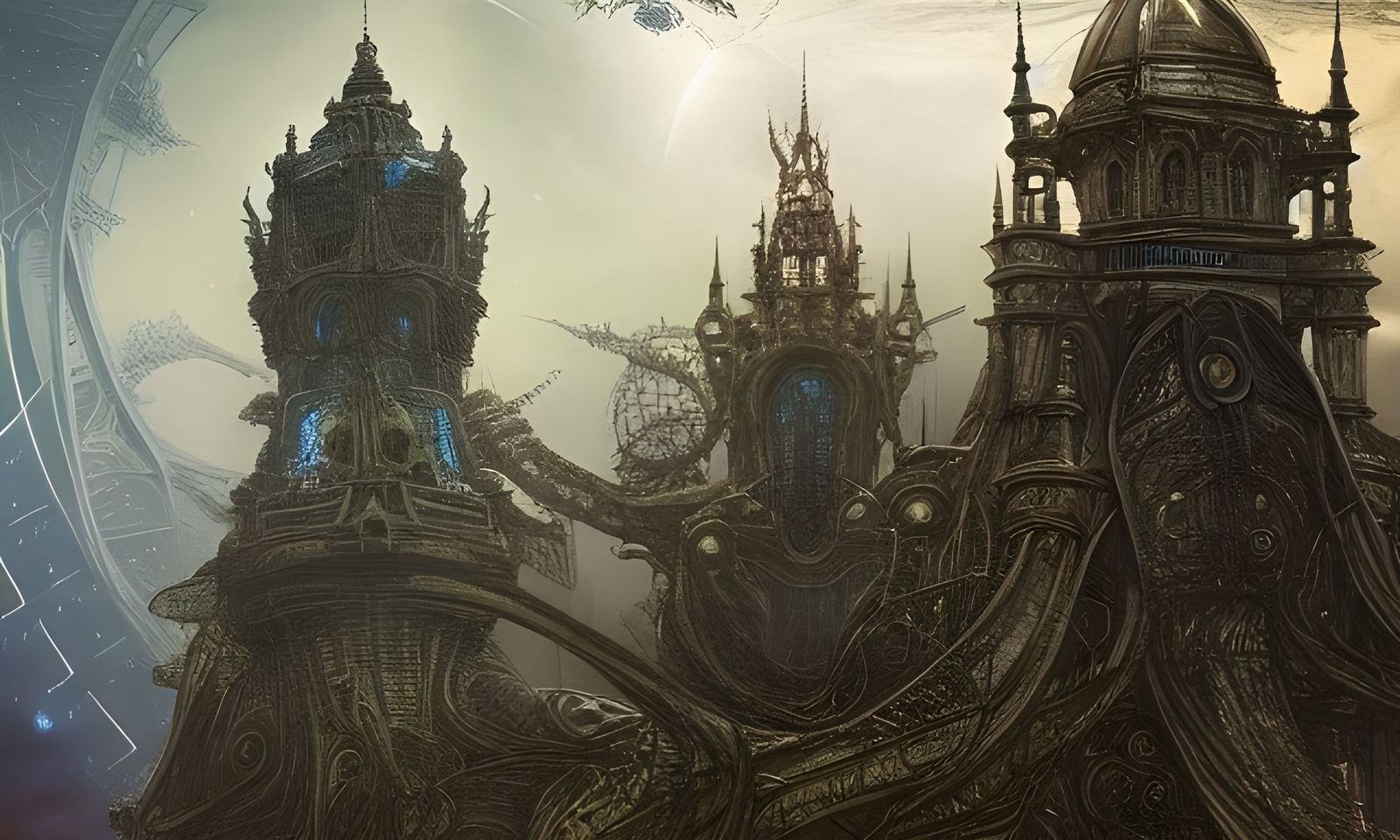 Hyperdetailed Alien Space Base in Digital Art Style