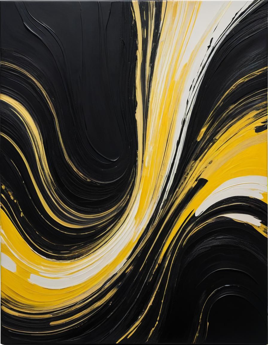 Abstract Black and Yellow Art Piece