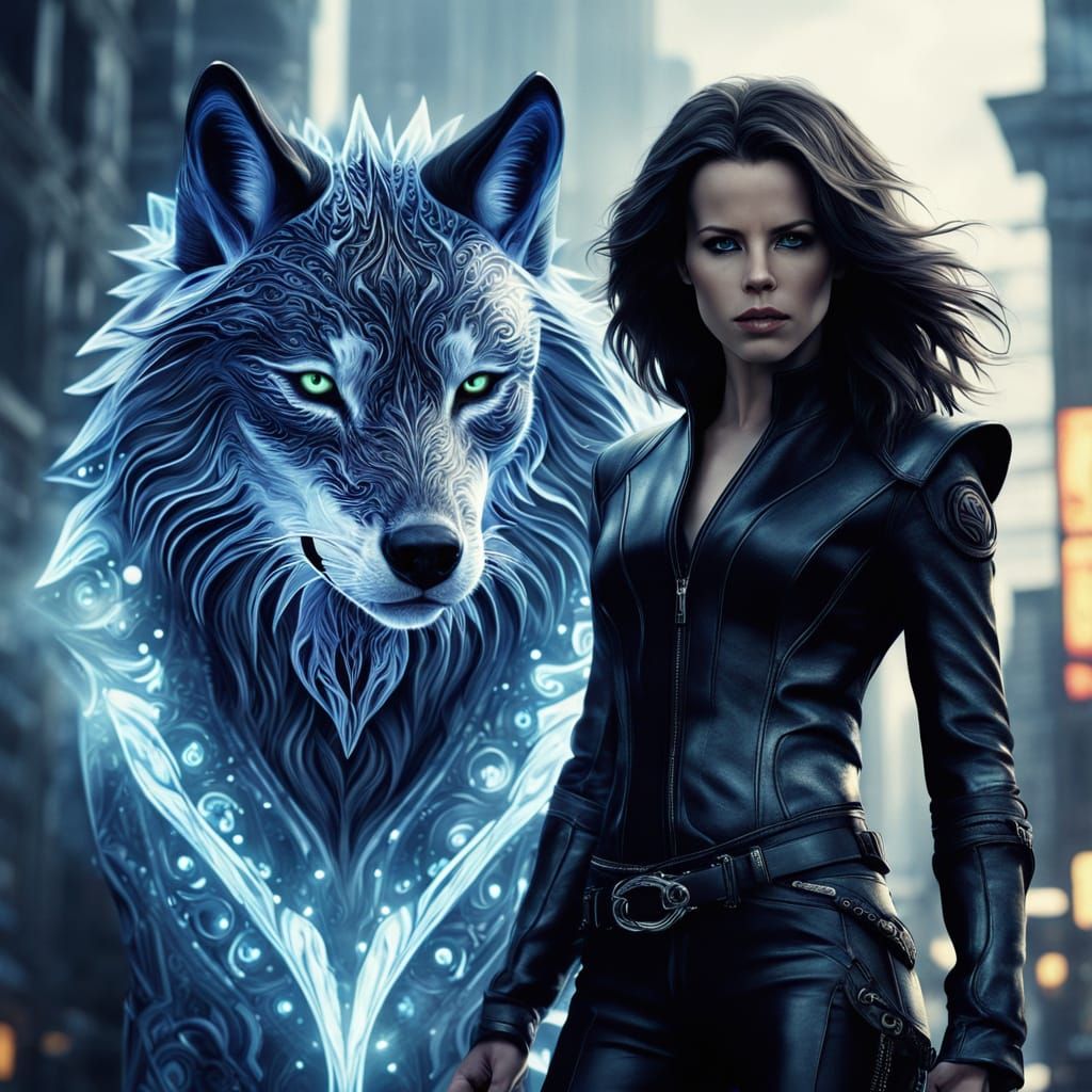 Vampire Warrior in Ethereal Cityscape