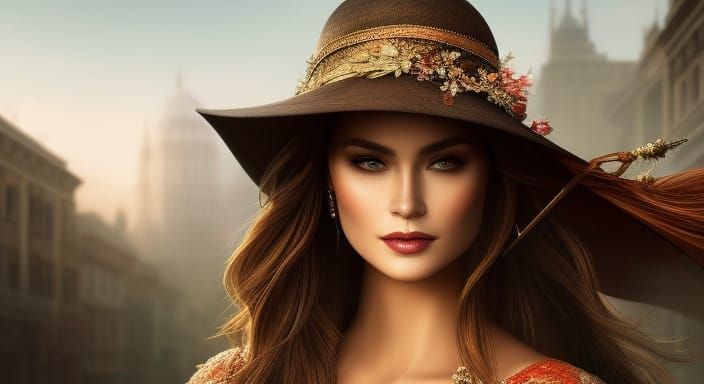 Brunette Woman Portrait in Hyperrealistic Style